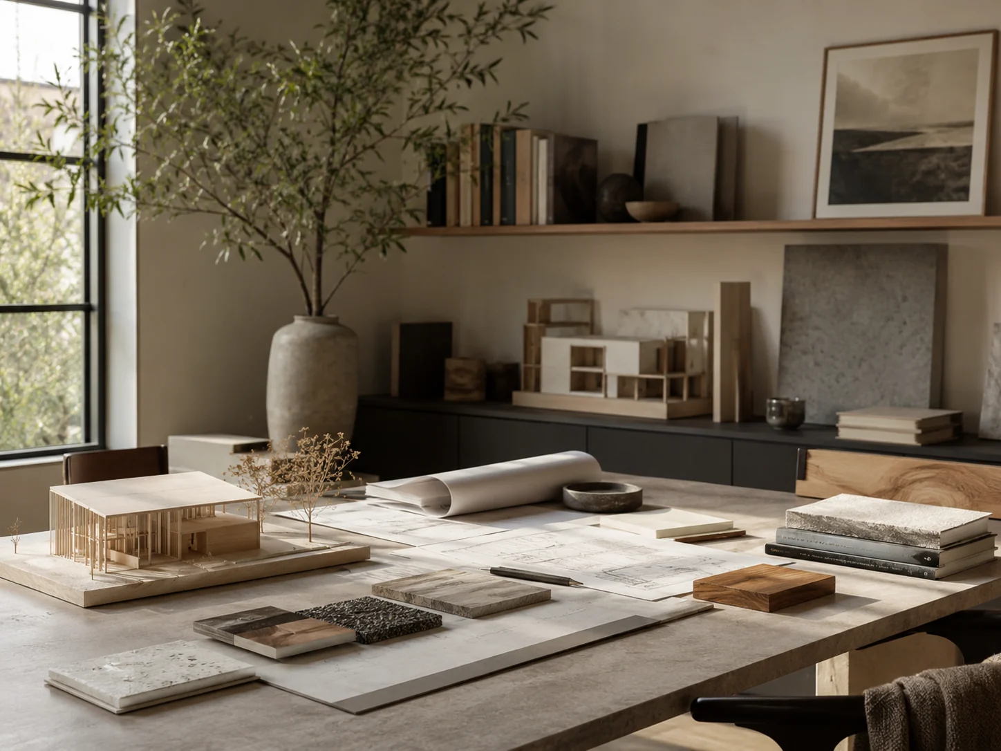 Materialtisch im Designstudio