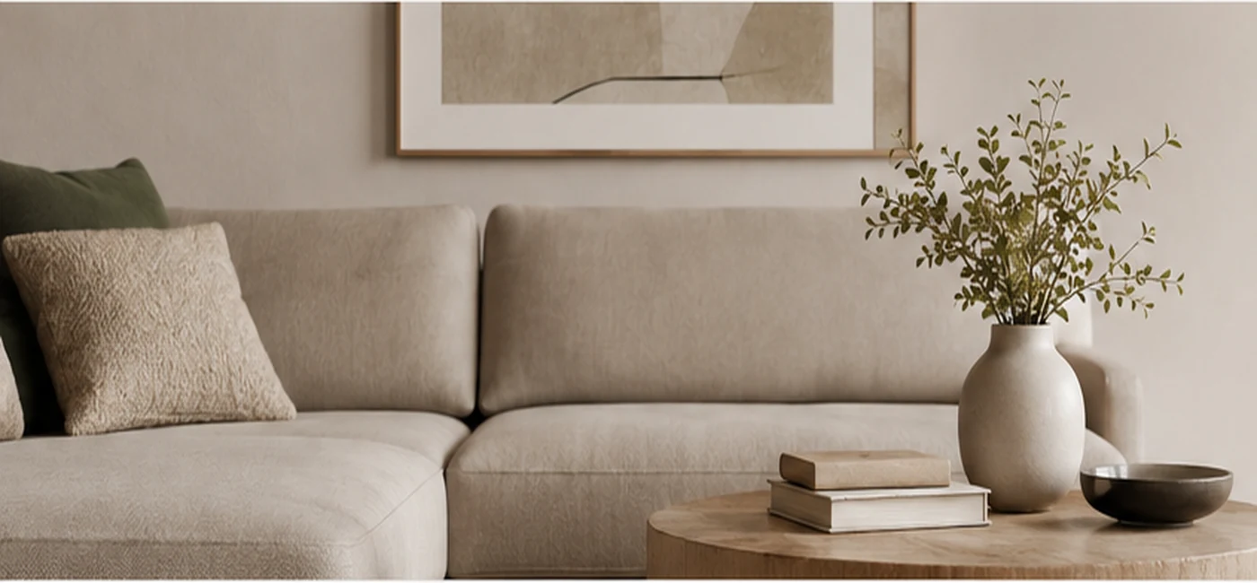 Helles Wohnzimmer in natürlichen Farbtönen